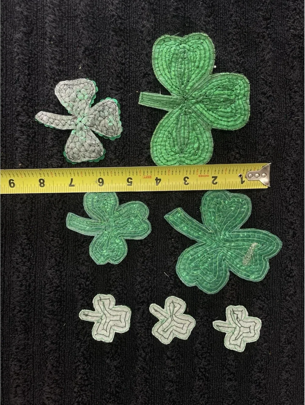 Sequin Shamrock Applique Patch Lo- Clover Good Luck Badge